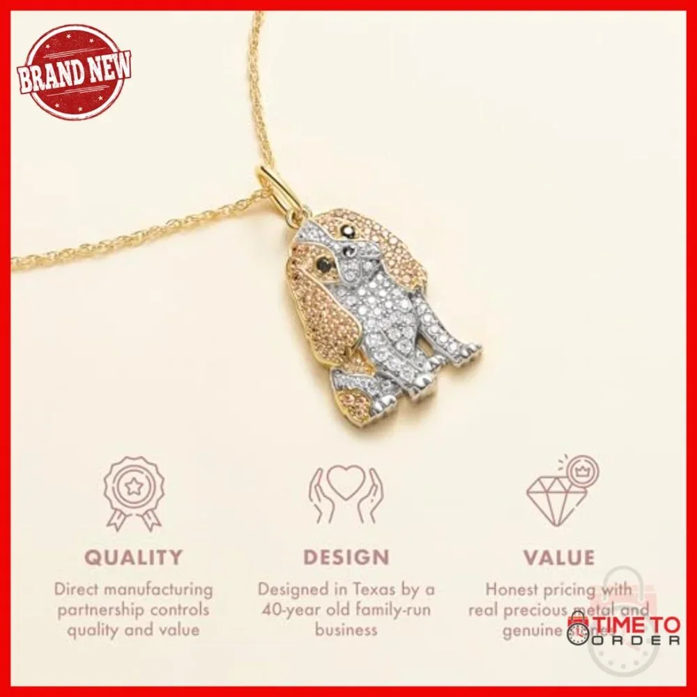 Sterling Silver Dog Breed Pendant Necklace with Cubic Zirconia Gemstones